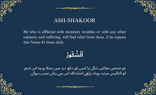 ASH-SHAKOOR ٱلْشَّكُورُ

The Most Appreciative